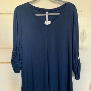 NY Collection Deep Blue Long Sleeve Top